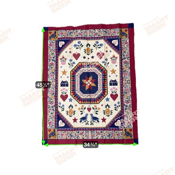 Cuddle Prints By Fabri-Quilt Quilted Wall Hanging Throw Blanket Folk Art Birds - Picture 6 of 7